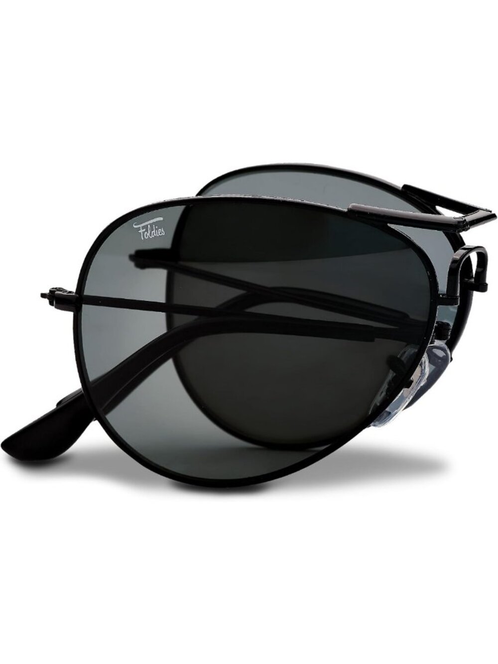 Polarized Aviator Folding Sunglasses with Scratch-Resistant Lens & Leather Case